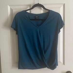 Teal twist-front v-neck
